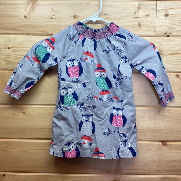 Mini Boden Smocked Winter Owls in Beanies Dress Size 1.5-2 years - Picture 4 of 8